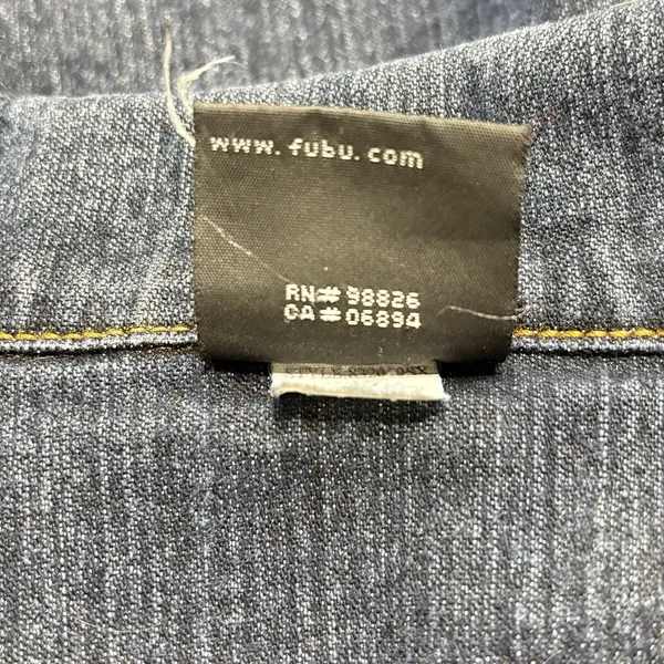 FUBU Denim Jacket Womens 2X Blue Indigo Jean Y2K Chic Urban Trucker Streetwear - Image 6