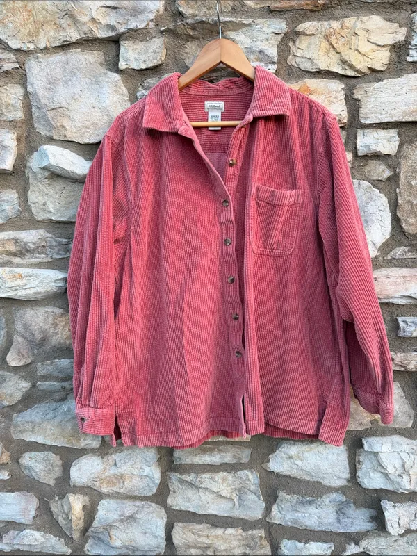L.L. Bean Rose Pink Corduroy Button-Front Shirt Jacket - Image 2