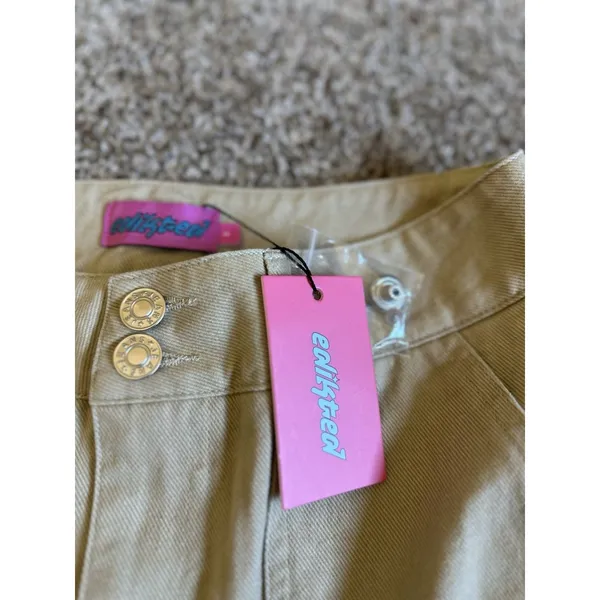 Edikted Khaki Metal O-Ring Miniskirt Distressed Hem S NWT - Image 7