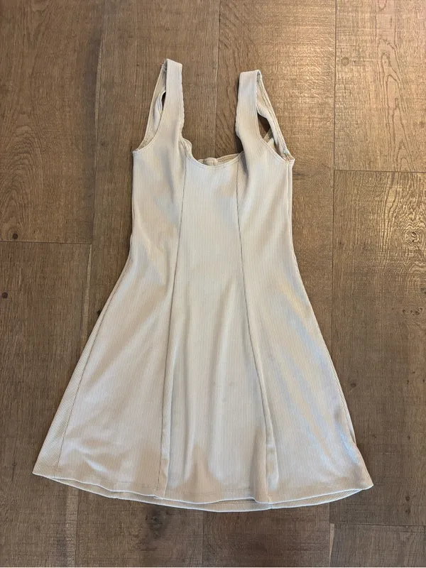 zara ribbed beige sleeveless tank mini dress - Image 4