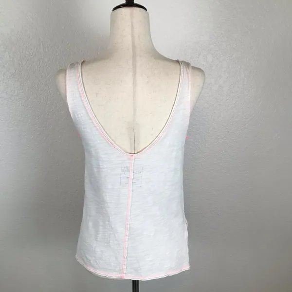 Free People We the Free‎ neon tangerine stitch cotton tank top XS - Image 4
