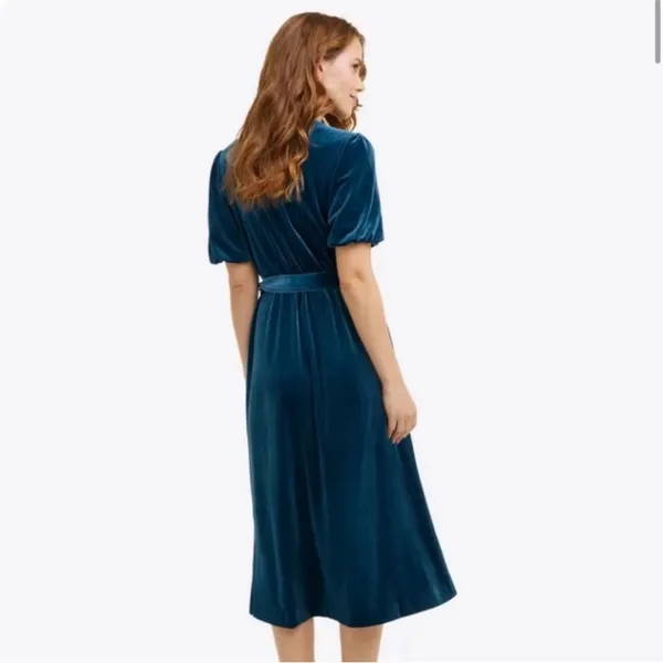 DRAPER JAMES‎ Miranda Dress Teal Velvet Wrap Midi size 0 - Image 2