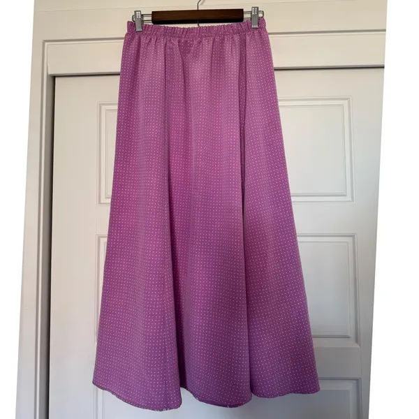 Y2K Vintage Reversible sz M Womens Polkadot Floral High Waist ALine Maxi Skirt - Image 4