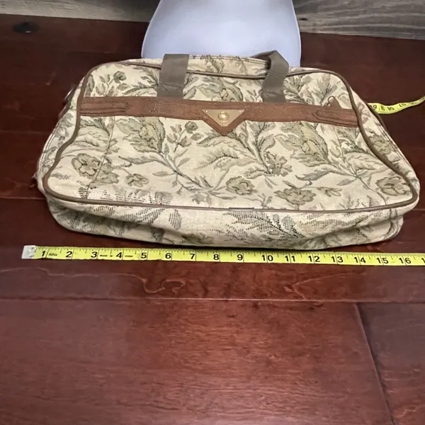 Verdi Vintage Tapestry Messenger / Laptop Bag Cream Brown and Green Floral - Image 14