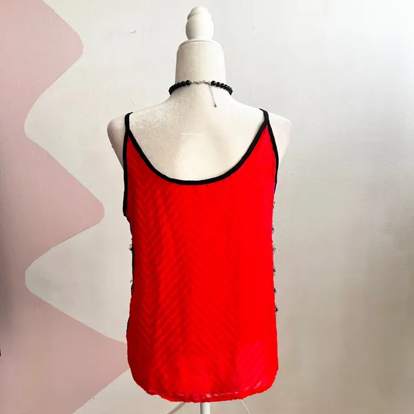 Red Black Lace Tank Top Women’s Large‎ Y2K 2000s Fairy Grunge Mall Goth Emo - Image 2