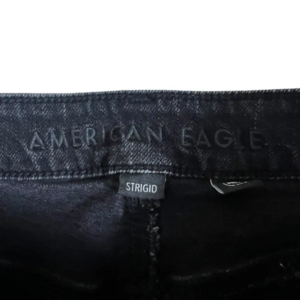 American Eagle Strigid Solid Distressed Slim Straight Jeans Black Grunge Size 6L - Image 5