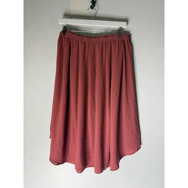 Loft Outlet Women Rose Terracotta Midi Skirt Elastic Waist Size L NEW - Image 2