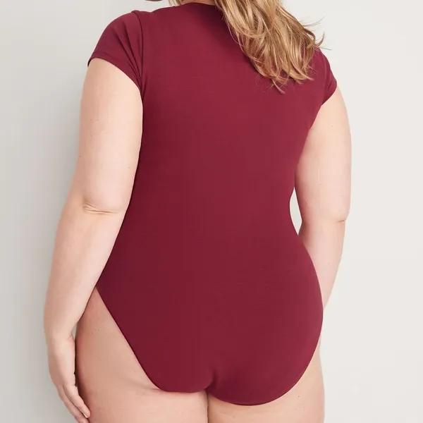 Old Navy brick red Fitted Short-Sleeve V-Neck Bodysuit, size XXL/20 NWT - Image 7