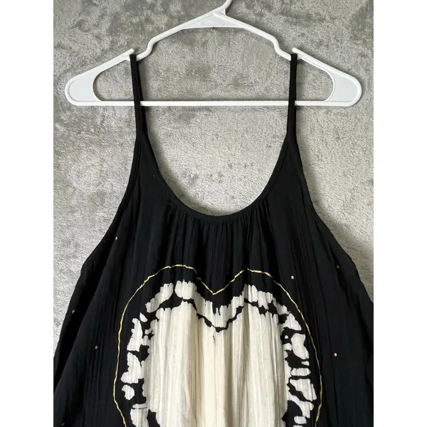 Natural Life Gauze Heart Tie Dye Maxi Dress Black White Sleeveless XS/S Boho - Image 2