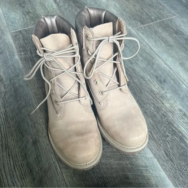 Timberland Classic 6” Premium Satin Taupe Boots Size 7.5 Anti-fatigue Lace Up - Image 15
