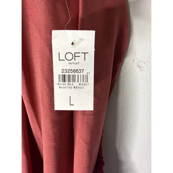 Loft Outlet Women Rose Terracotta Midi Skirt Elastic Waist Size L NEW - Image 4