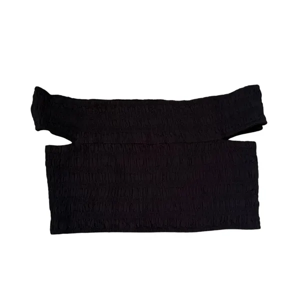 Everlane The Gauze Smock Off‎ the Shoulder Crop Top in Black Sz L NEW - Image 4