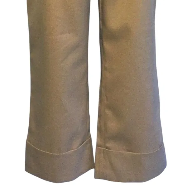 Cache Crop Gold Metallic Pant 3" Wide Waist Self Belt Stretch New $118 NWT Sz 8 - Image 5