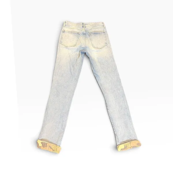Gap 1969 Best Girlfriend Jeans 27T Light Wash Distressed Camo Trim Cuff cropped - Image 3