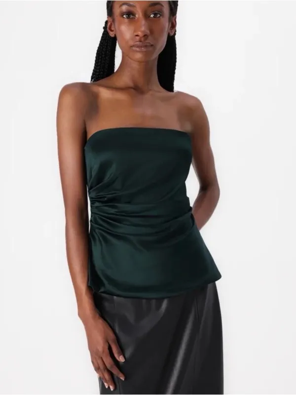 Abercrombie‎ & Fitch Sculpt Satin Strapless Top Green Size M NEW - Image 5