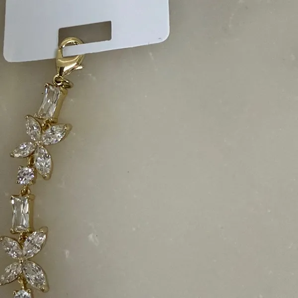 14K Gold Plated XP Tone Butterfly Crystal Link Bracelet Adjustable Baguette - Image 3