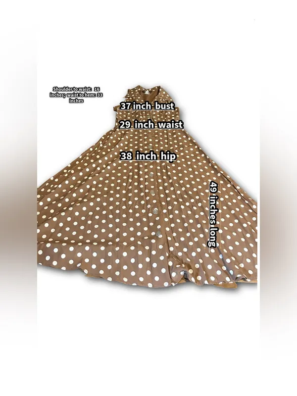 Vintage 1990'S All That Jazz Brown & White Polka Dot Print Dress W/Belt (8) - Image 12