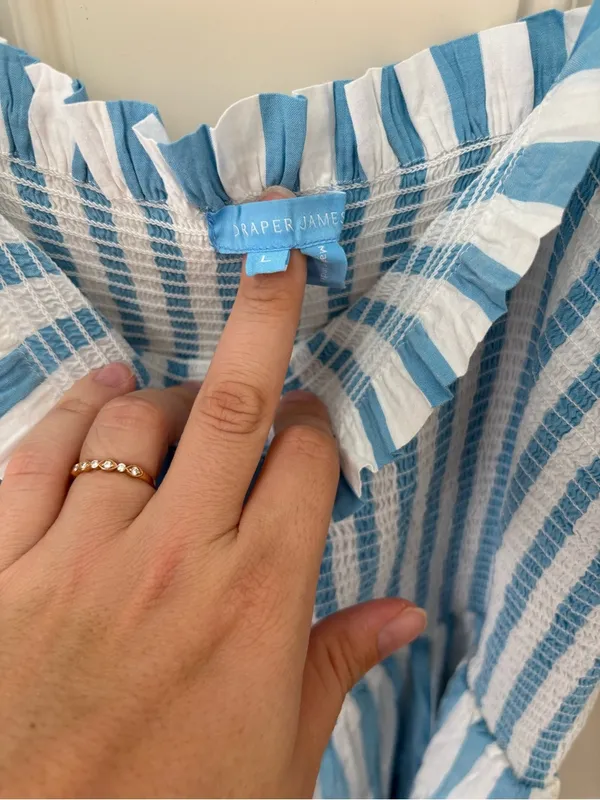 Draper James Taylor Dress in Blue Awning Size Large Coastal Euro Summer - Image 6