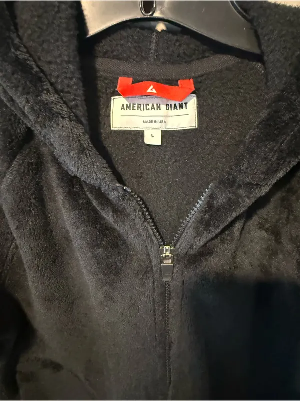 American Giant Kids Black Plush Zip-Up Hoodie - Image 3