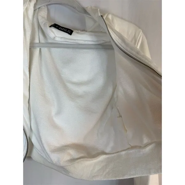 Brandy Melville ZAFUL Cropped Full Zip Hoodie Jacket Womens Size S White Casual - Image 4