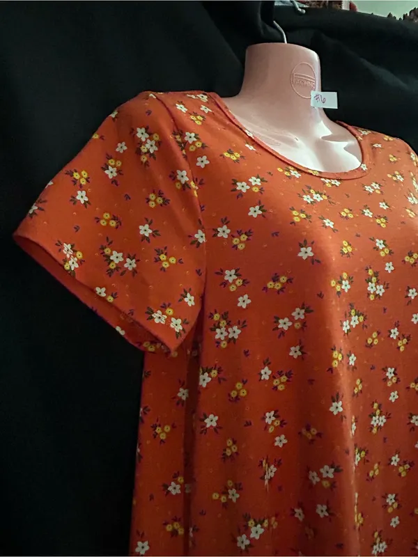 LuLaRoe Women’s Jessie Orange White Floral Dress XS - Image 5