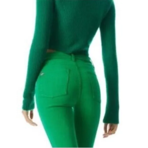 NEW Zara Denim Skinny Jeans Green Size 2 Mid Rise Slim - Image 2