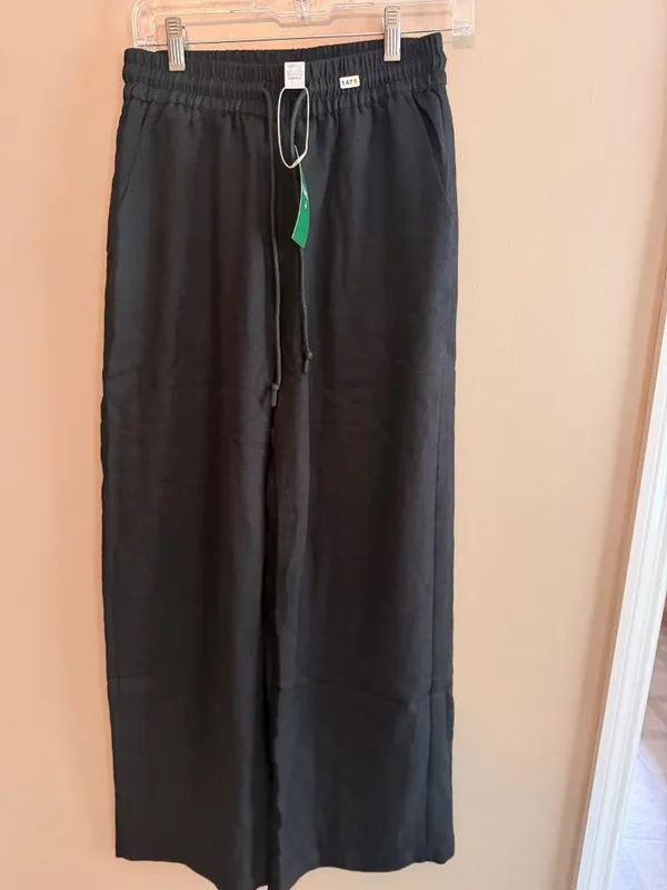 Halara Womens Small linin-like Black Wide-Leg Pants With Drawstring Waist - Size - Image 5