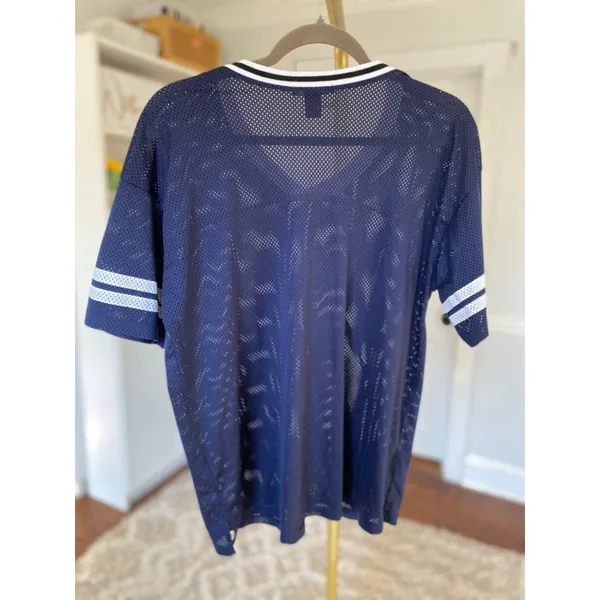 Forever 21 Navy Mesh Football Jersey‎ Graphic Basketball Sporty Gameday Soccer S - Image 3