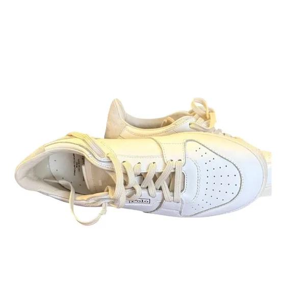 Women's White Leather Sneakers Size 6D Lace Up Retro Court Casual Low Top Shoes - Image 5