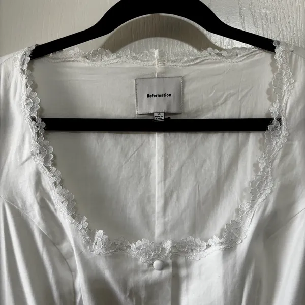 Reformation Alida Button Front Midi Dress White Size 6 - Image 4