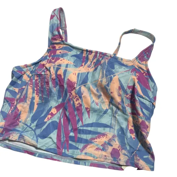 Freely Womens Missy‎ Square Neck Cropped Tankini Multicolor Size S - Image 2