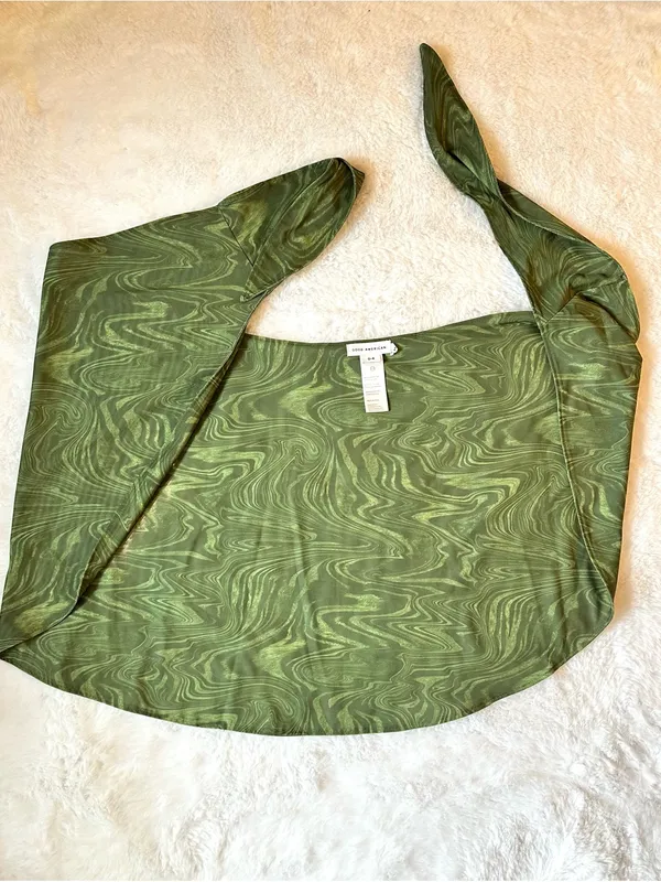 GOOD AMERICAN SET: Sarong & Tiny Ties Bikini Bottom • Pesto Swirl • Size Large 3 - Image 9