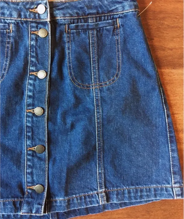Topshop Moto Button Down Denim Skirt, Size 30W - Image 6