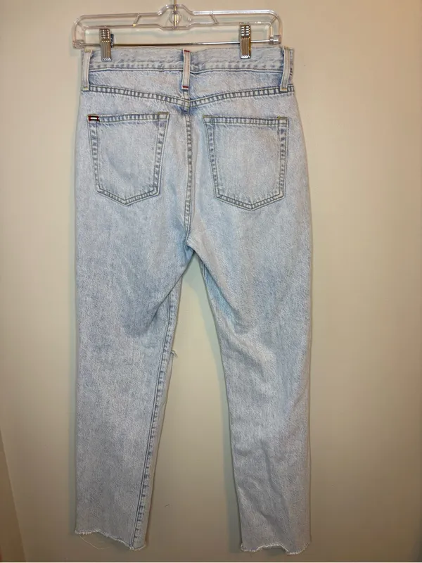 Alice + Olivia Amazing High Rise Boyfriend Jeans 27 Distressed Light Wash - Image 2