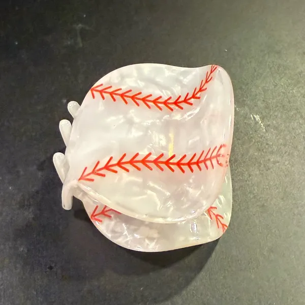 Baseball Hair Claw/ Clip White - Image 6