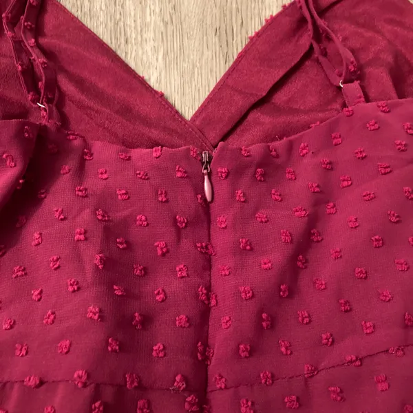 Lulu's For Us to Dance Magenta Swiss Dot Ruffled Midi Dress Size S NWT - Image 12