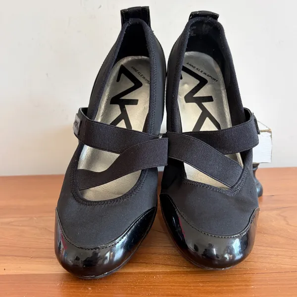 Anne‎ Klein Sport Womens Black Wedge Mary Jane Shoes AKBYTHEWAY 6.5M Patent Trim - Image 4