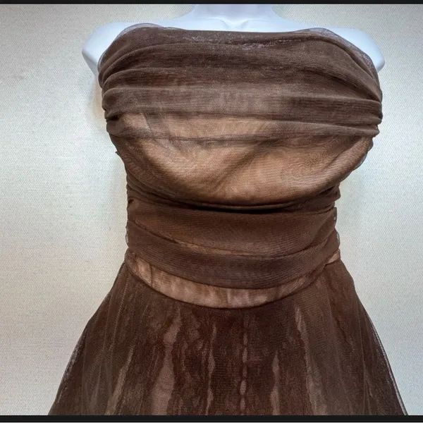 BCBGMaxAzria Strapless Dress in Rich Brown - Image 2