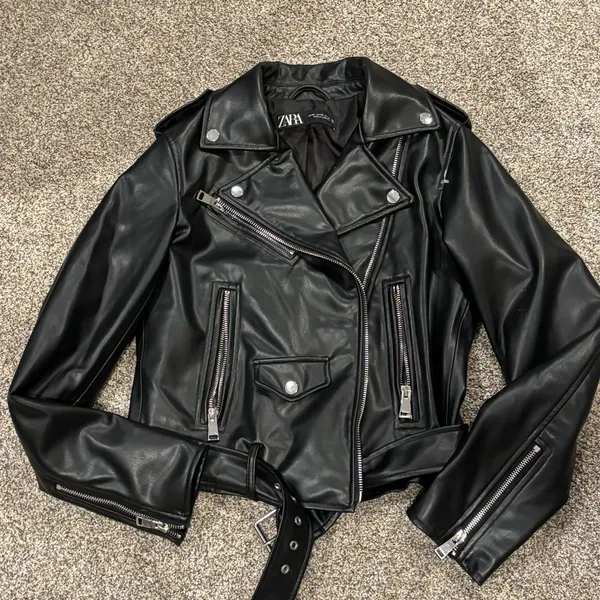 Zara Black Faux Leather Moto Jacket - Image 16
