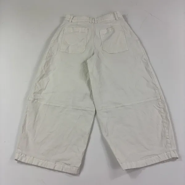 Maeve Anthropologie Pants Womens 2 White Cropped Wide Leg Twill Pleated Stretch - Image 4