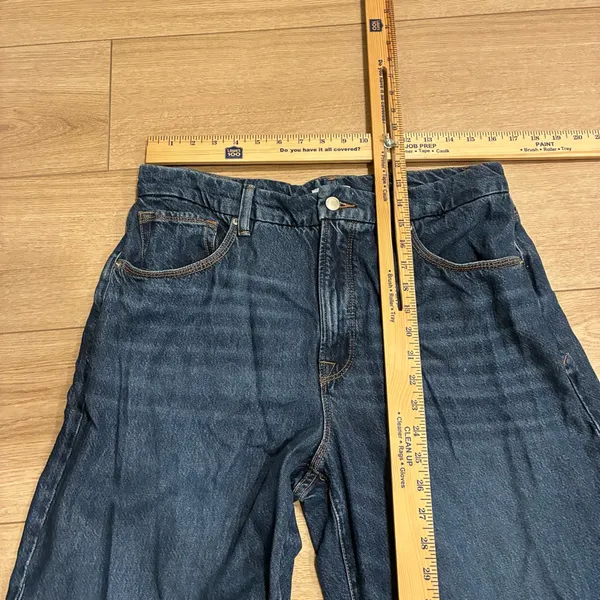 Good American High Waisted Wide Leg Jeans Faded Indigo395 Medium Wash Size 10/30 - Image 3
