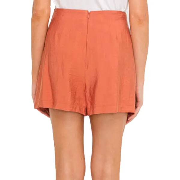 All in Favor Front Tie Pleated Terracotta Shorts - Image 2
