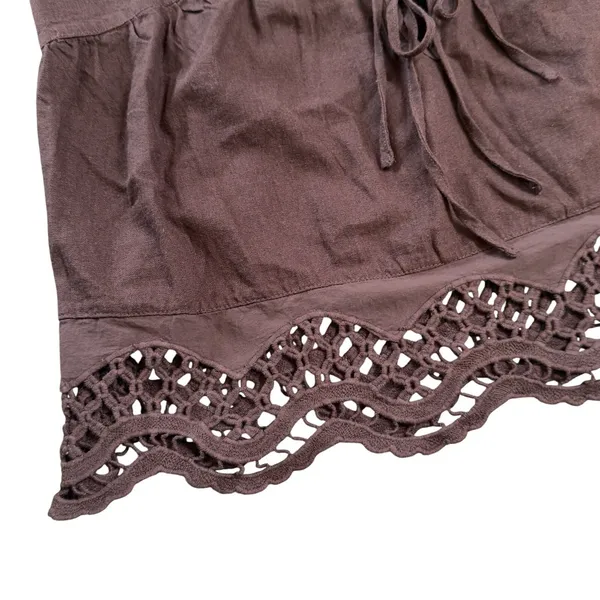 Rachel Zoe Women's Brown Cropped Eyelet Boho Hippie‎ Peasant Tank Top Size Large - Image 3