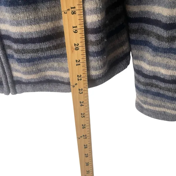 Eagle's Eye Vintage‎ 90s Large 100% Wool Blue Striped Grunge Full Zip Sweater - Image 8
