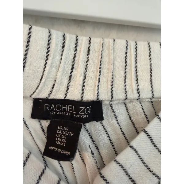 Rachel‎ Zoe Womens XS White Black Pinstripe Elastic Waist Straight Leg Pants - Image 5