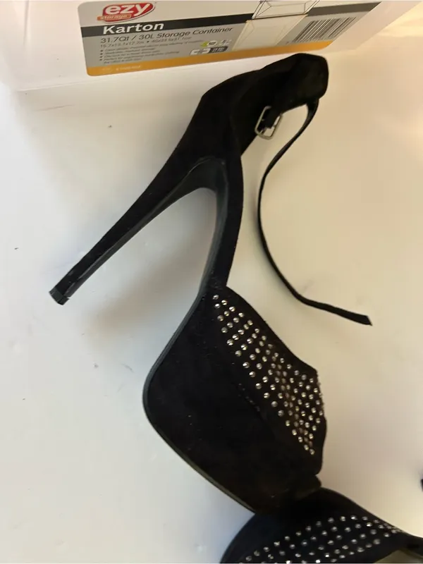 Forever 21 Black Studded Peep-Toe Ankle Tie Heels - Image 2