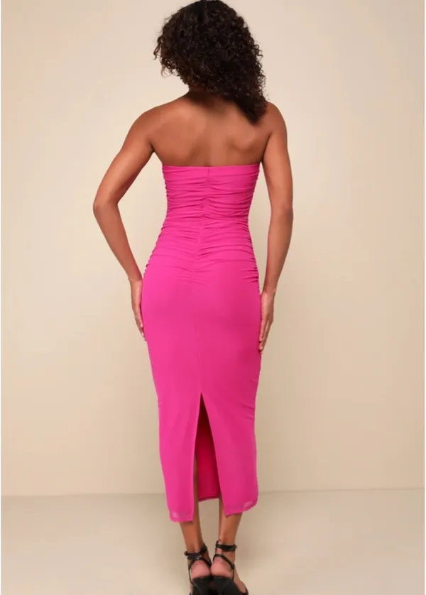 Hot Pink Lulus Midi Dress - Image 5