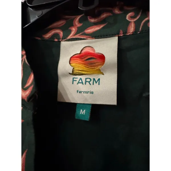 FARM Rio Green Pineapple Garden Long Sleeve Mini Dress M - Image 3