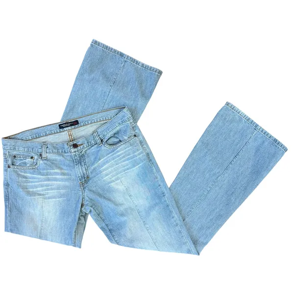 Vintage American Eagle Y2K Flare Jeans Women's 10 Low Rise Seamed Light Wash - Image 8