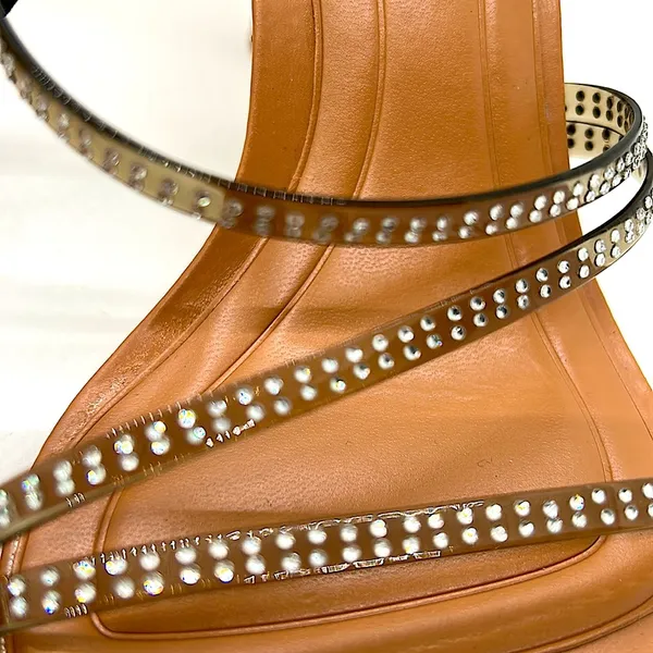 Zara Bling Jewel Tan Strappy High Heels EUC Size 40/USA Size 9 🔥🔥 - Image 5